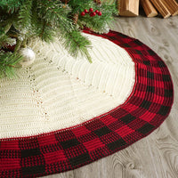 Knitted Buffalo Plaid Trim Tree Skirt