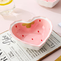 Ceramic Strawberry Heart Shaped Bowl