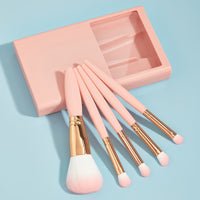 5 PCs Makeup Brushes With Mirror Travel Set
