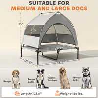 Elevated Dog Bed With Removable Canopy, Portable Outside Raised Pet Cot With Cooling Pad, Storage Bag, 36 X 29.5 X 35