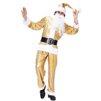 Traje de actuación de escenario de ropa dorada de Santa Claus Cos