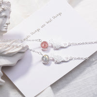 Sweet Strawberry Crystal Moonstone Playful Cat Bracelet