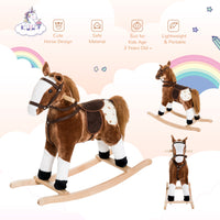 Plush Rocking Horse For Kids, Brown, Realistic Sounds, Ride-On Toy For Children 3
