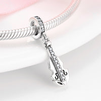 S925 Sterling Silver Inlaid Diamond Instrument Guitar Piano DIY Bracelet Necklace Pendant Accessories