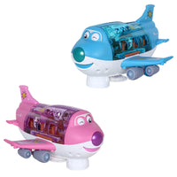 Bump And Go Action Toddler Toy Plane With LED Flashing Light Sound