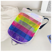 Mochila transparente de PVC arcoíris
