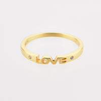 Simple LOVE MAMA Letter S925 Silver Zircon Rings
