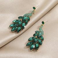 Boucles d'oreilles paon en cristal de diamants rétro à la mode