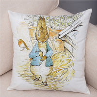 Storybook Cartoon Rabbit Peach Skin Fabric Pillow Cover