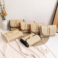 Straw Summer Handbag with Chain Strap