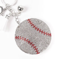 Bling Crystal Baseball Sport Tassel Keychain
