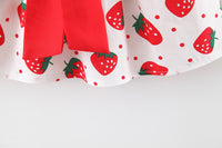Big Bow Strawberry Spring Dress with Straw Hat (Toddler/Child)