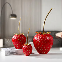 Gold Stem Strawberry Shaped Decorative Figure
