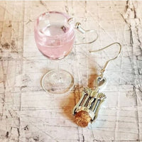 Wine Glass And Bottle Opener Earrings