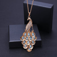 Retro Style Inlaid Gemstone Peacock Necklace