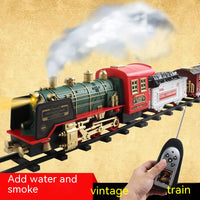 Remote Control Rail Car Smoke Music Light Christmas Charging Train