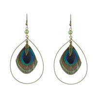 European And American Exaggerated Earrings Owl Natural Peacock Feathers
