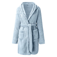 Plush Hooded Short Bath Robe