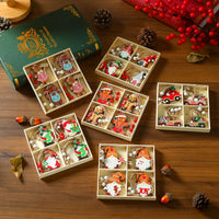 12 PCs Christmas Wooden Pendant Boxed Christmas Tree Ornaments