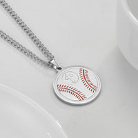 Round Baseball Cross Pendant Necklace