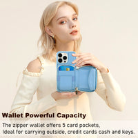 Crossbody Zipper Wallet Protective Leather iPhone Case