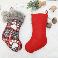 I Woof You Plaid Fur Collar Dog Christmas Stocking