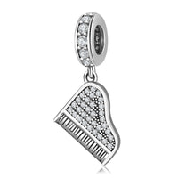 S925 Sterling Silver Inlaid Diamond Instrument Guitar Piano DIY Bracelet Necklace Pendant Accessories