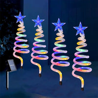 Estacas solares para jardín de árbol de Navidad en espiral