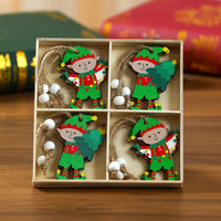 12 PCs Christmas Wooden Pendant Boxed Christmas Tree Ornaments