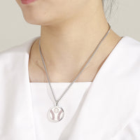 Round Baseball Cross Pendant Necklace