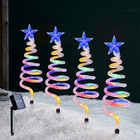 Estacas solares para jardín de árbol de Navidad en espiral