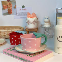 Three-dimensional Strawberry Coffee Cup And Saucer Afternoon Tea Set