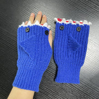 Nouveau Dessin animé gris requin chaud demi doigt gants tricotés