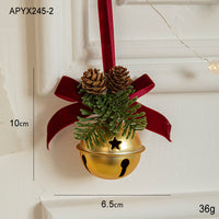 Christmas Little Bell Shape Velvet Bow Small Hanging Ornament