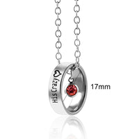 Ensemble de bagues gravées His Crazy Her Weirdo, pendentif, breloque en cristal, collier de Couple