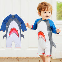 Maillot de bain pour enfants garçons siamois printemps chaud séchage rapide crème solaire maillot de bain garçon mignon bébé requin maillot de bain
