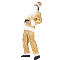 Traje de actuación de escenario de ropa dorada de Santa Claus Cos