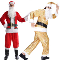 Traje de actuación de escenario de ropa dorada de Santa Claus Cos