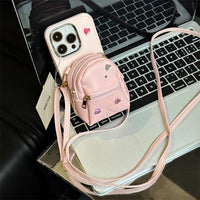 Étui pour téléphone à petit sac à dos en cuir à bandoulière