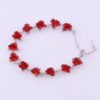 Pulsera de cadena de rosas rojas