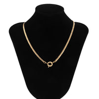 Collier simple à chaîne plate en os de serpent pour femmes