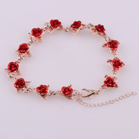 Pulsera de cadena de rosas rojas