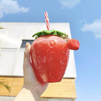 Cute Strawberry Tumbler with Straw