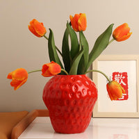 Faux Flower Strawberry Vase