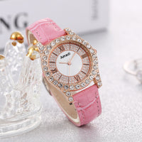 Rhinestone-embedded Roman Face Simple Fashion Quartz Watch Bracelet Gift Set