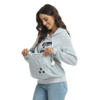 Sudadera con capucha informal con estampado de gato y bolsillo grande para mascotas