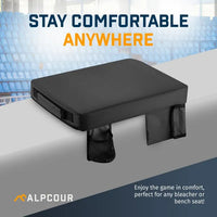Alpcour Portable Heated Extra Thick Stadium Seat Cushion - 21x 15 Inch Bleacher Cushion With Side Pocket