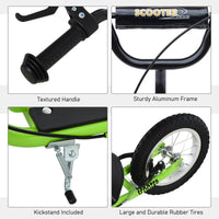 Youth Scooter With Adjustable Handlebar, Front And Rear Dual Brakes & Inflatable Wheels, For Kids 5 Green
