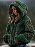 Womens Warm Hooded Zip-Up Cardigan Sweater