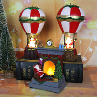 Adornos de decoración de muñeco de nieve de Papá Noel con globo aerostático luminoso navideño de resina navideña